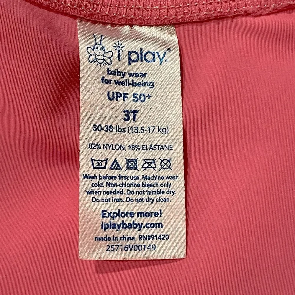 Girls, Toddler, I-Play, Pink, Short-Sleeve, Sun-Protection, Swim Shirt. Size 3T.